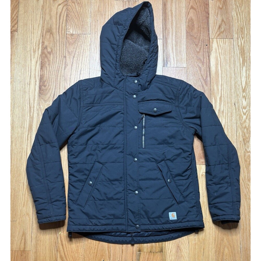 Carhartt Utility Jacket 103909 Sherpa Lined Hooded Black Men’s M 8/10 Rain